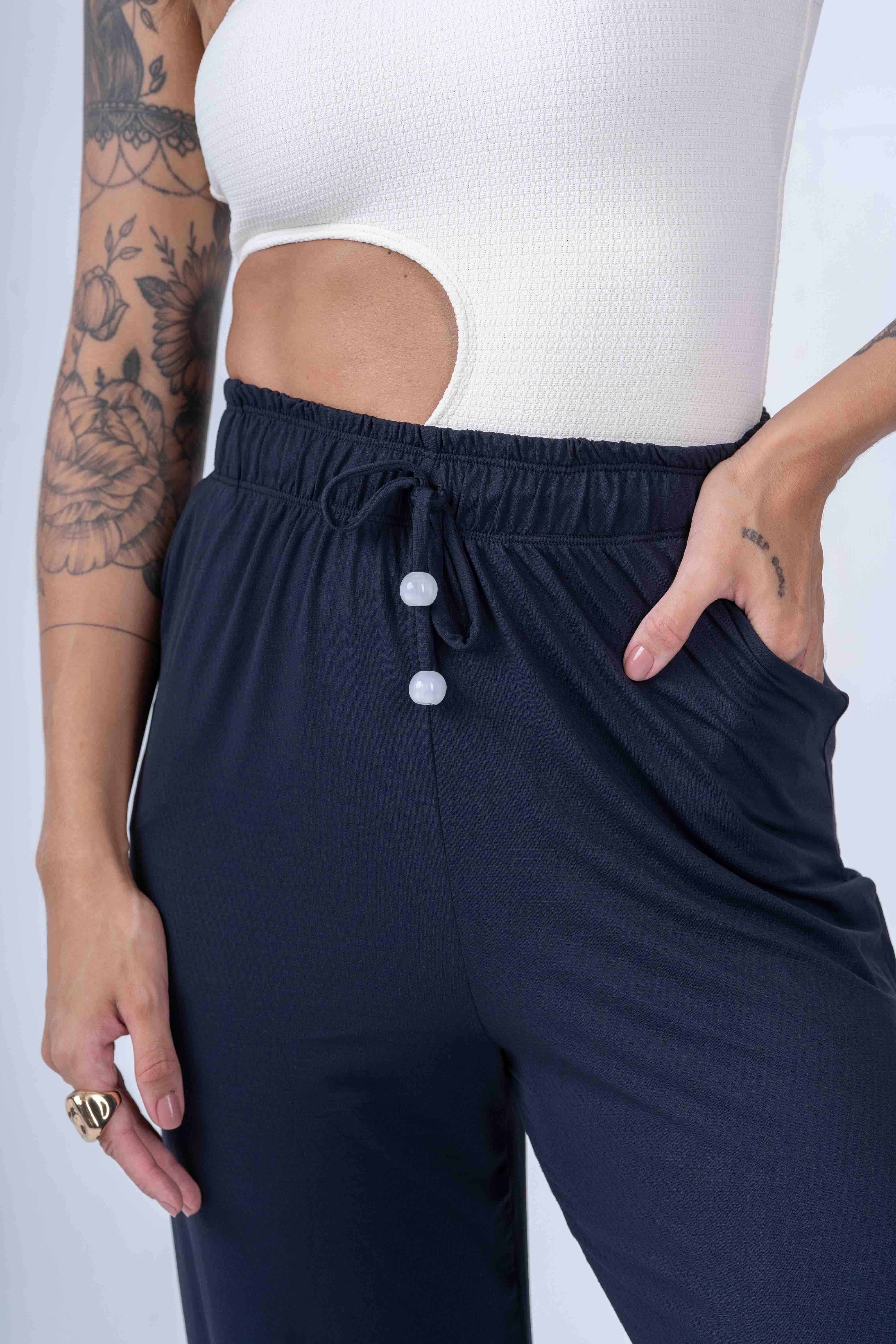 Calça pantalona beach preta