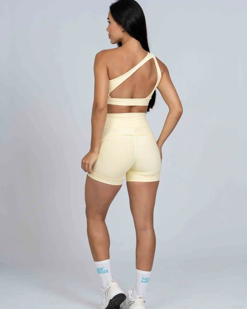 Top Fitness Avenue Amarelo Brisa assimétrico