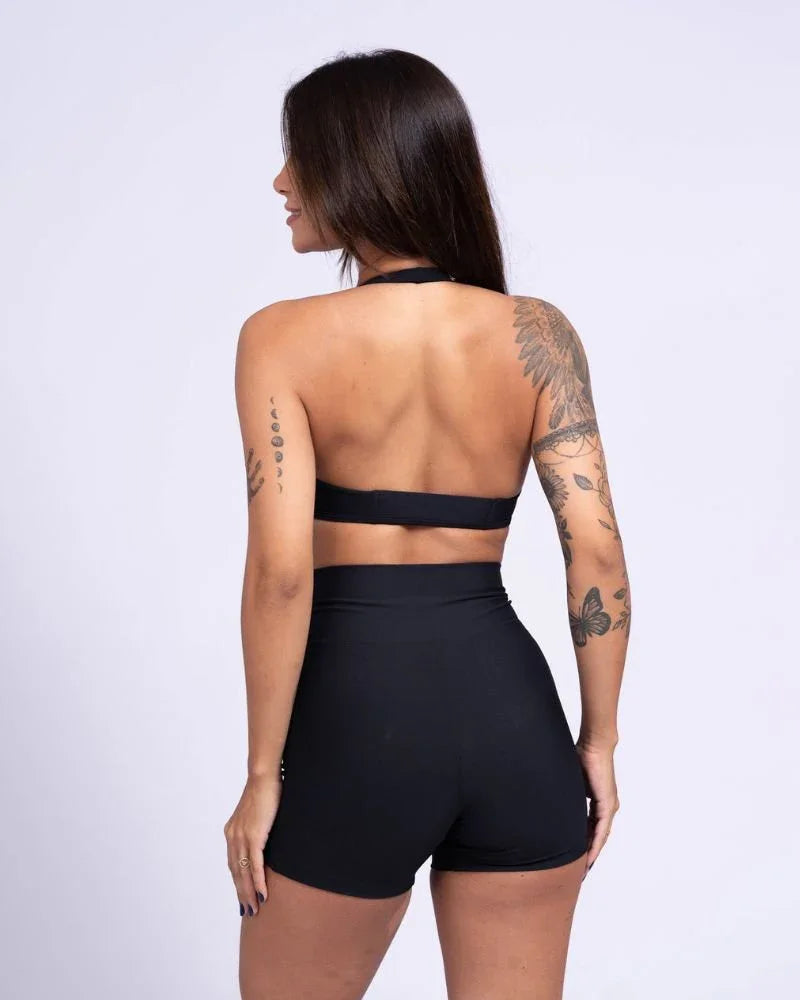 Short fitness Classic Preto com compressão e sem empina bumbum