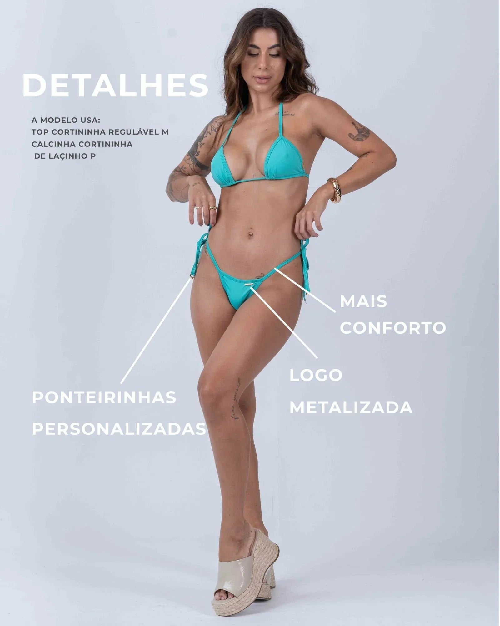 Calcinha Cortininha de Lacinho Verde Piscina