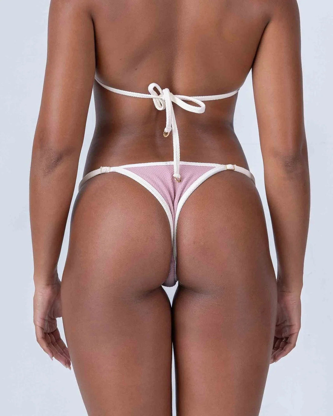 Calcinha Cortininha Fixa com regulador Rosa Glam com viés Off White