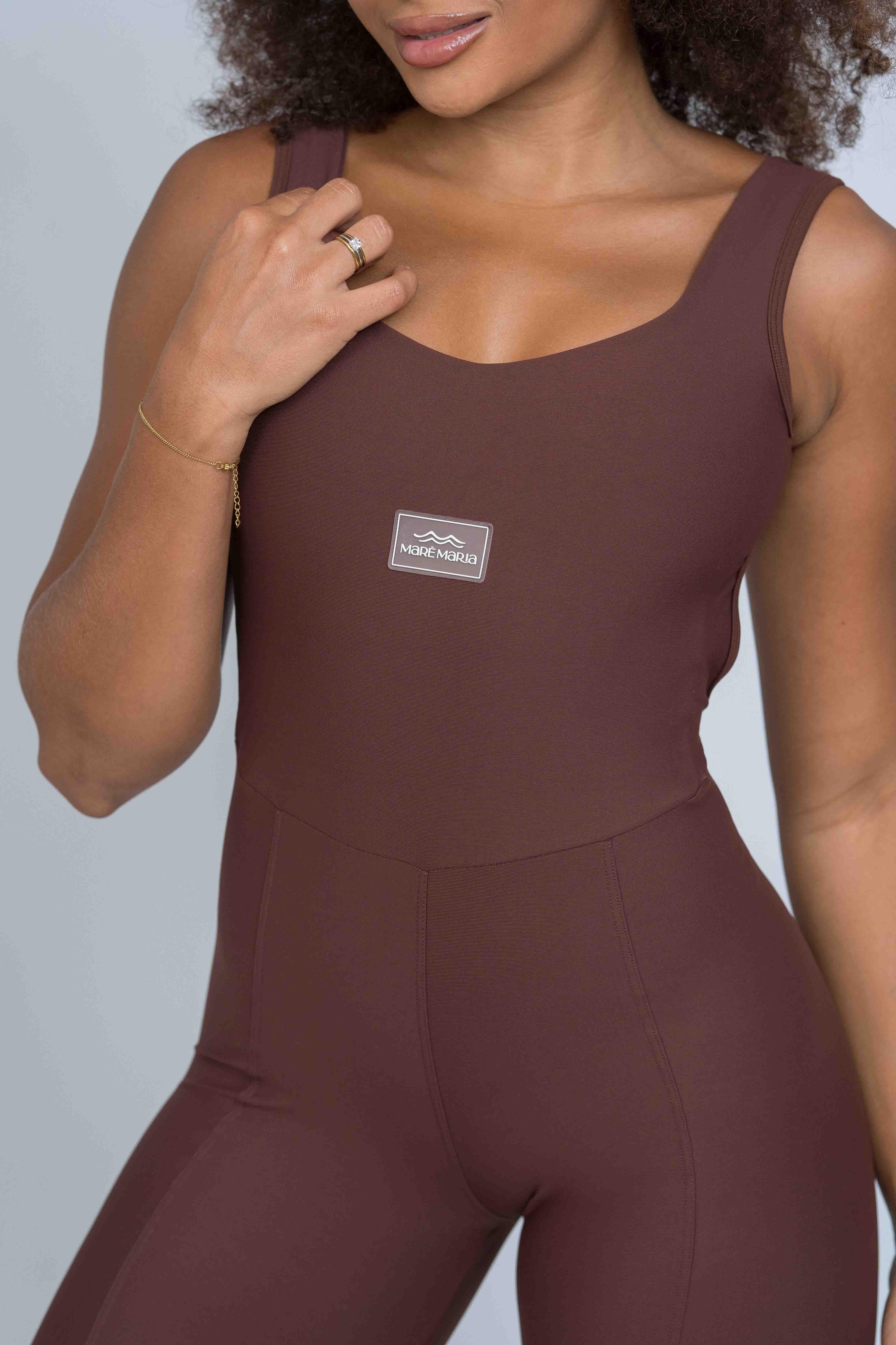 Macacão Fitness Clássico Chocolate Dark compressão