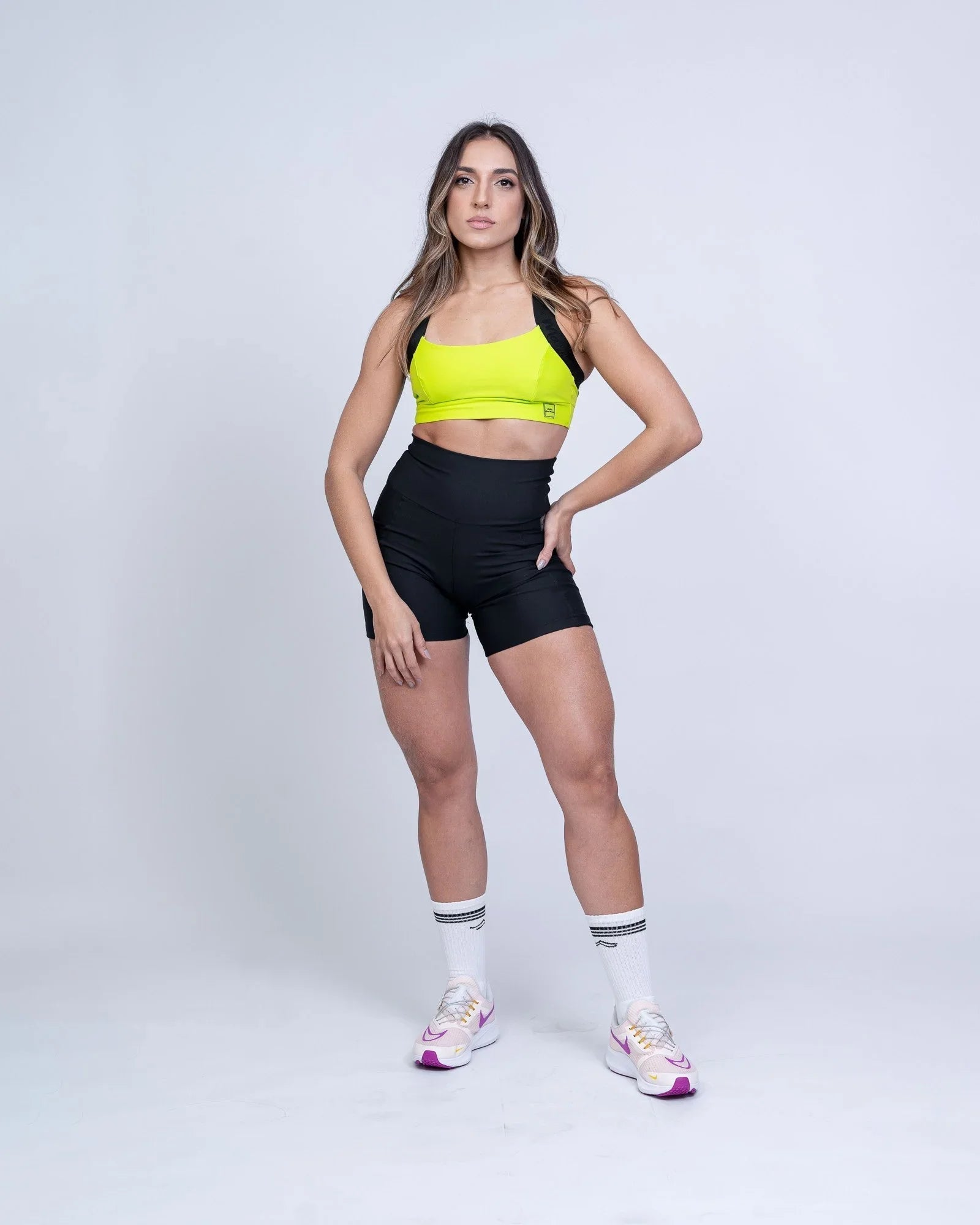 Top fitness Corrida Verde Citrine com compressão
