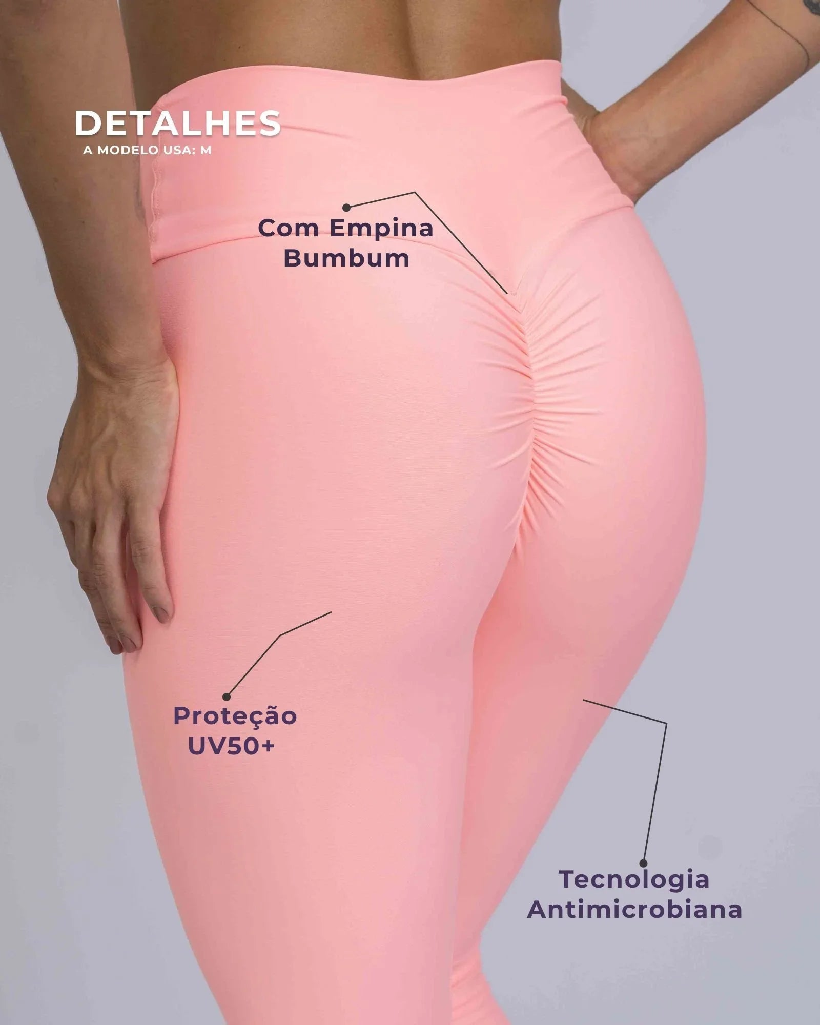 Calça Legging Slim duo Coral com Rosa Malibu