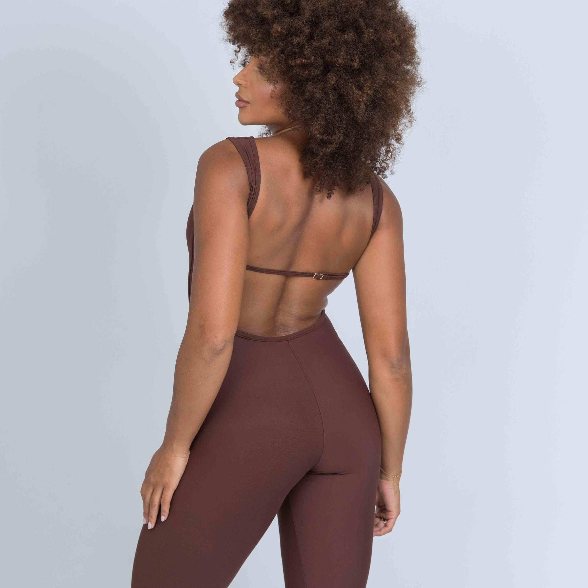 Macacão Fitness Clássico Chocolate Dark compressão