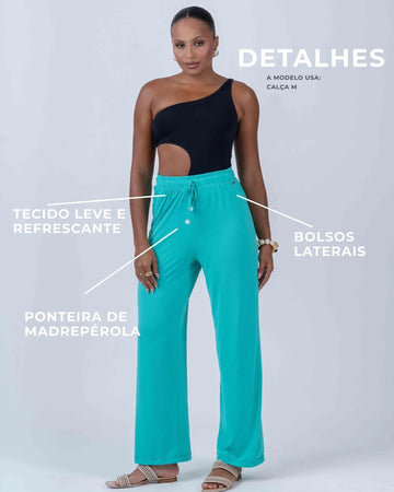 Calça pantalona beach Verde Piscina