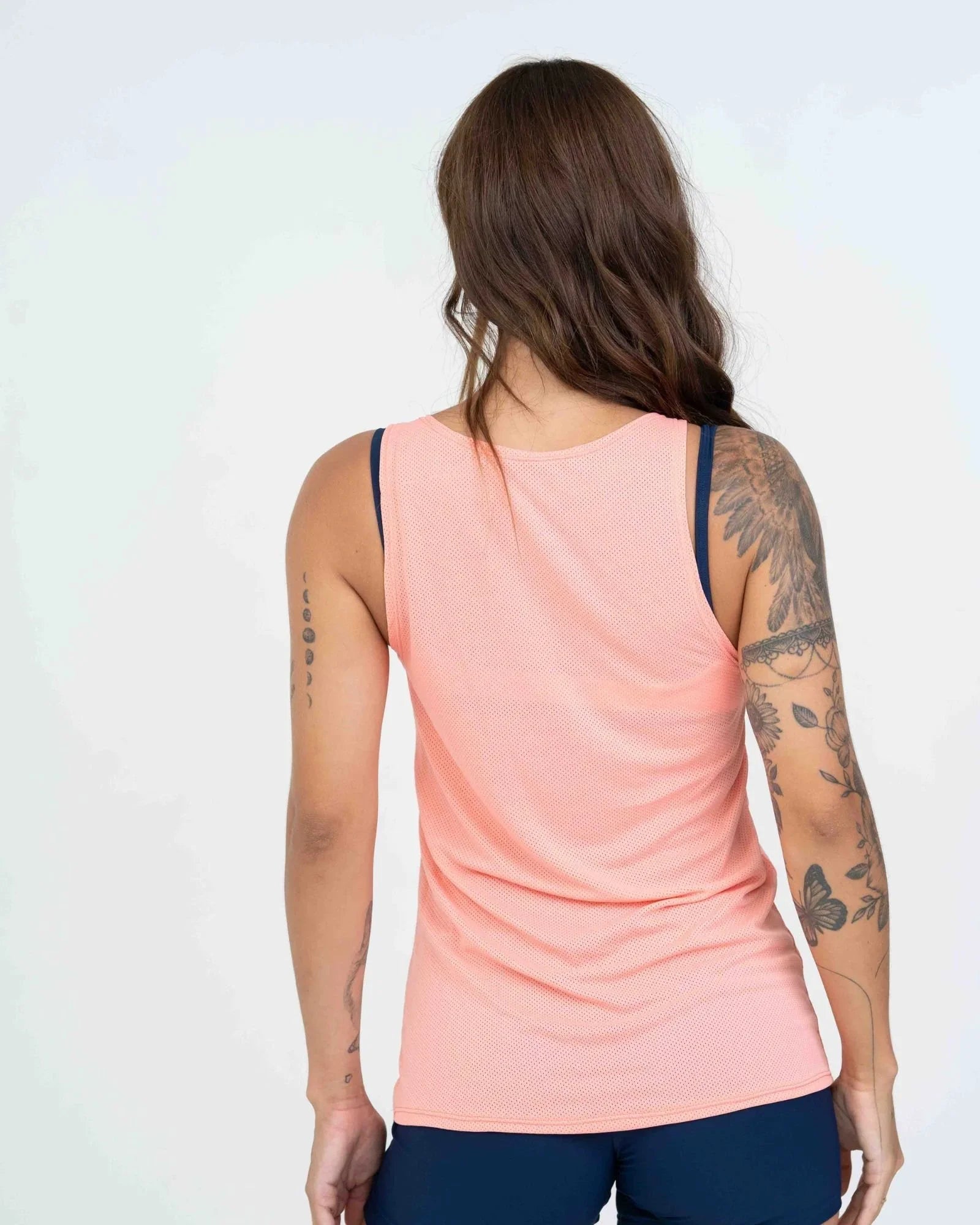 Regata Fitness Ella Coral com Azul Marinho