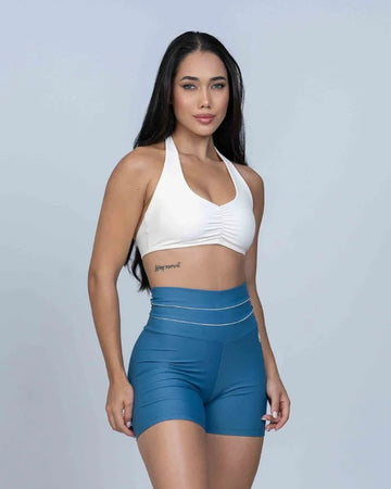 Short Corrida Azul Sereia compressão e Vivo Off White