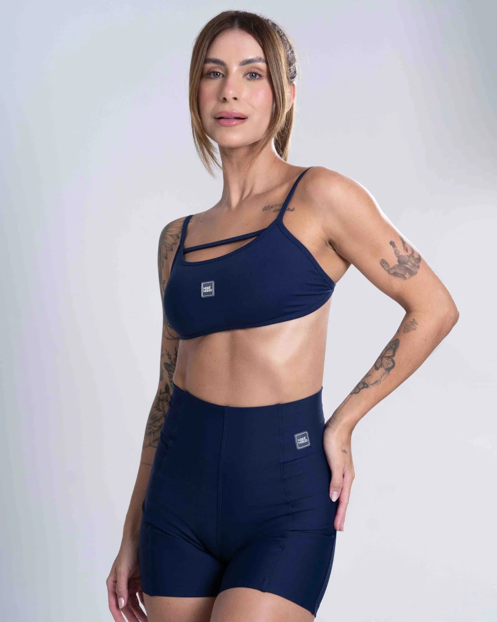 Short Fitness Classic Azul Dark compressão sem empina bumbum