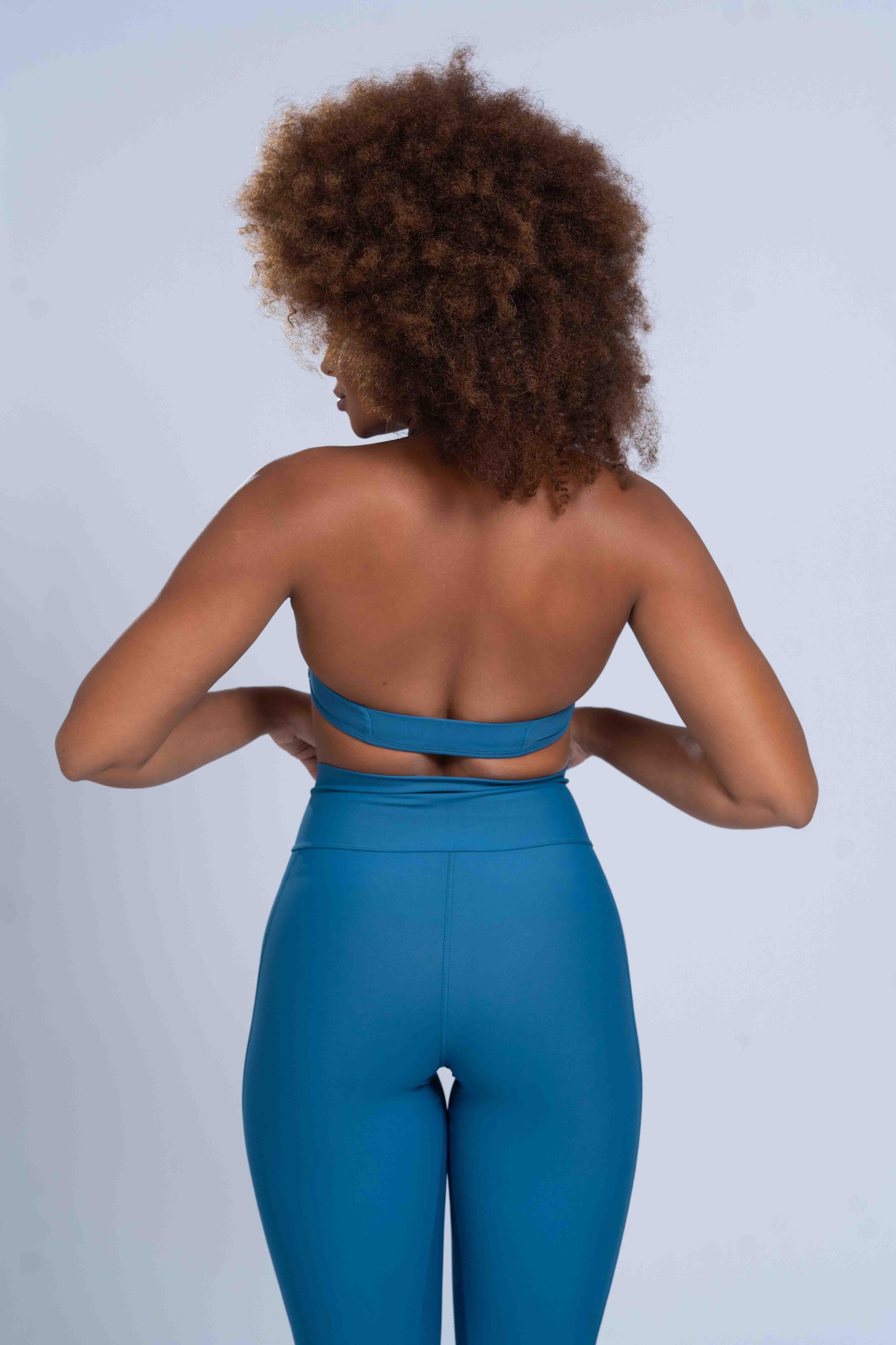 Calça Legging Fitness Classic Azul Sereia compressão