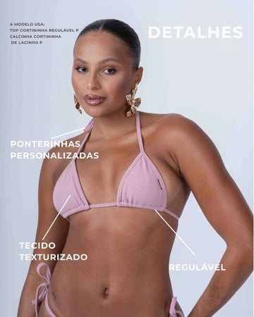 Top Cortininha de Lacinho Rosa Glam