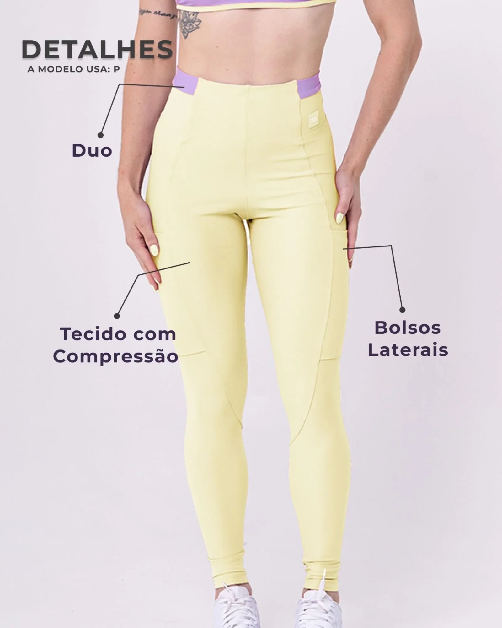 Calça Classic Duo Chá Verde com Lavanda Compressão c/ bolso