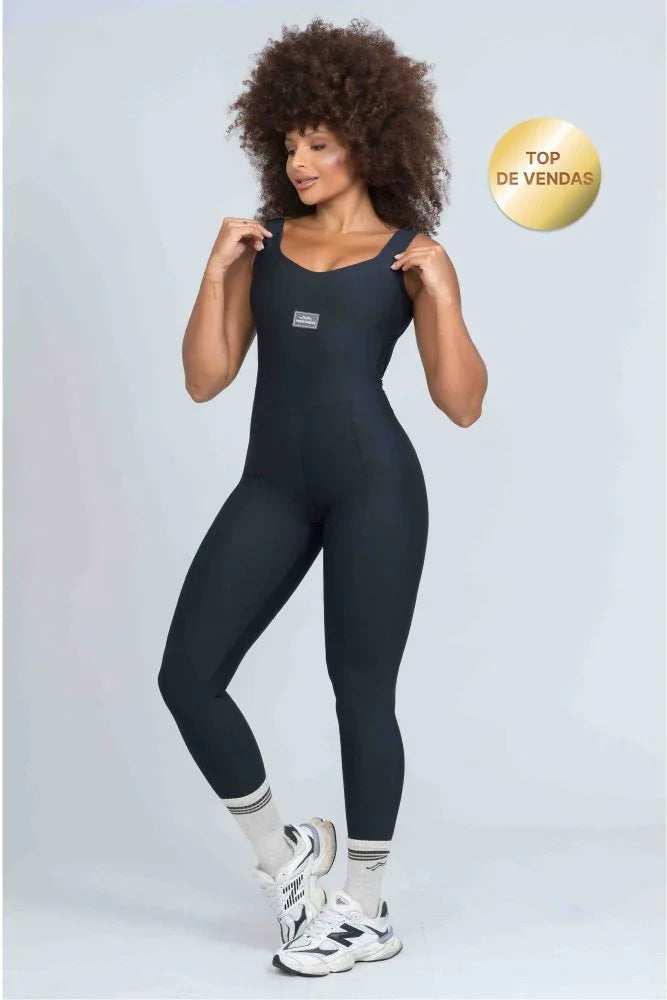 Macacão fitness Classico Preto compressão