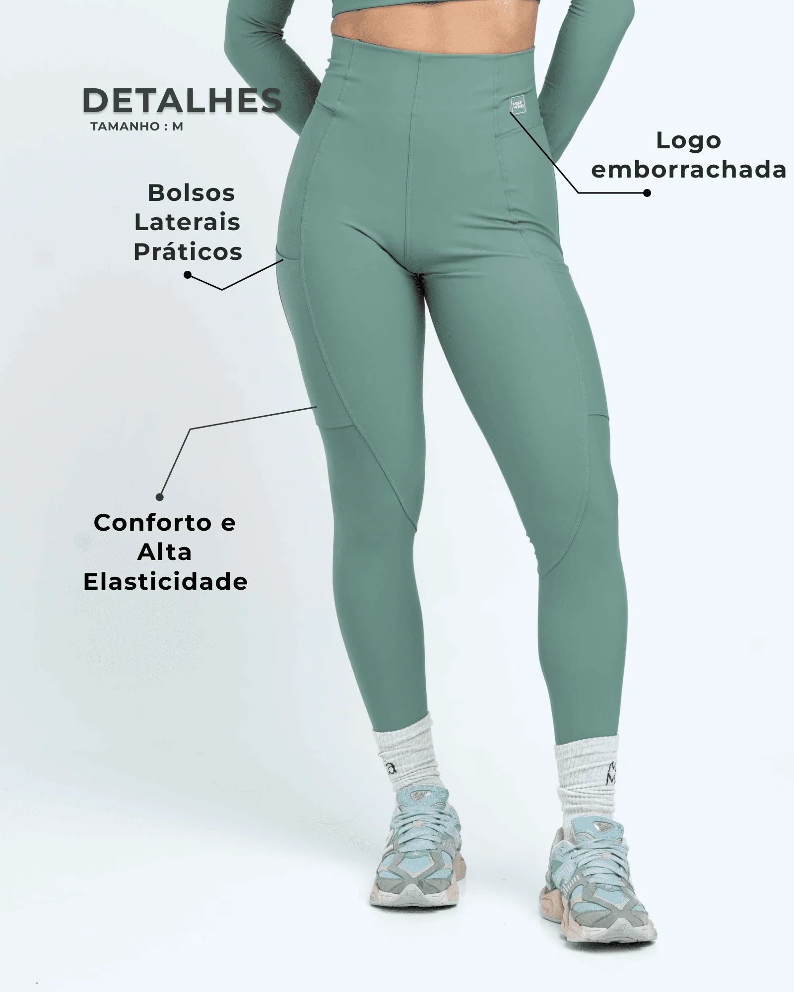 Calça Classic Verde Eucalipto com compressão com bolso