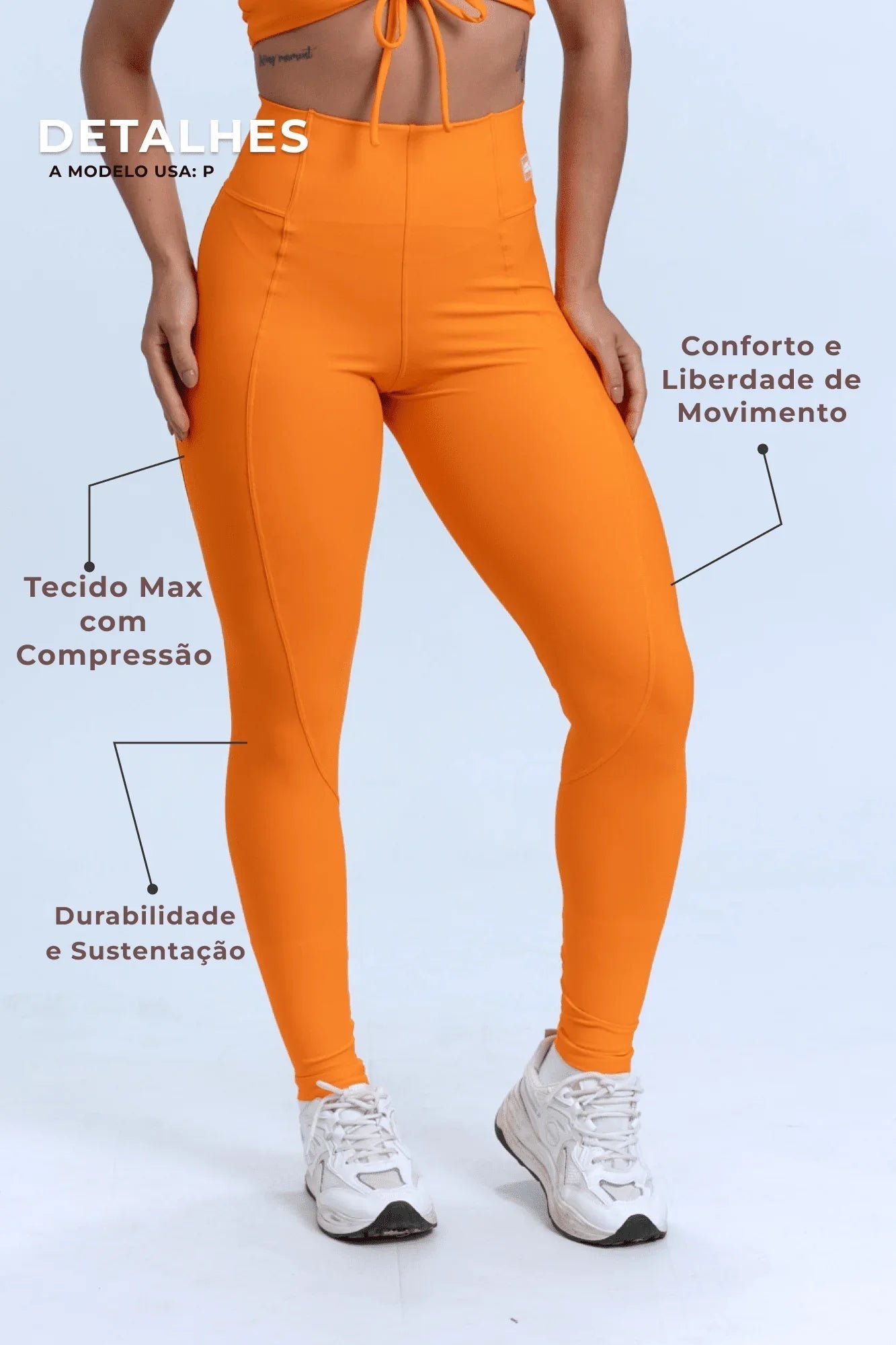 Calça Legging fitness Classic Tangerina compressão