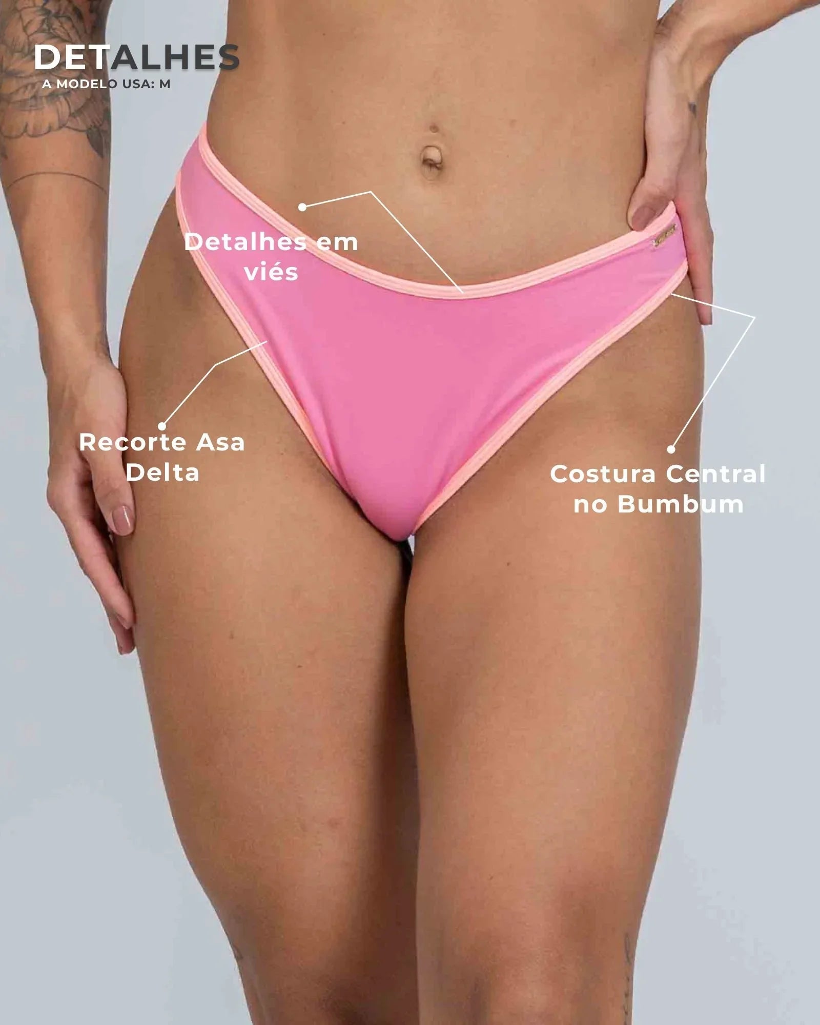 Calcinha Asa Delta Duo Rosa Malibu com Coral