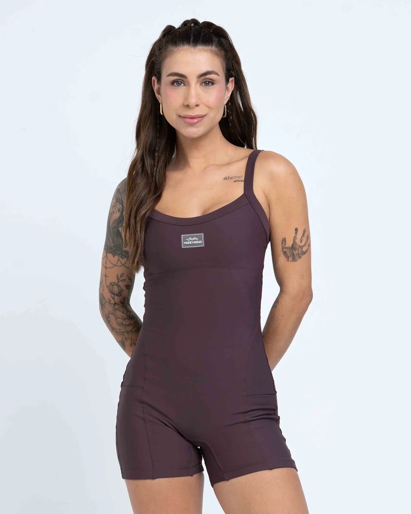 Macaquinho Fitness Flow Marrom Ébano