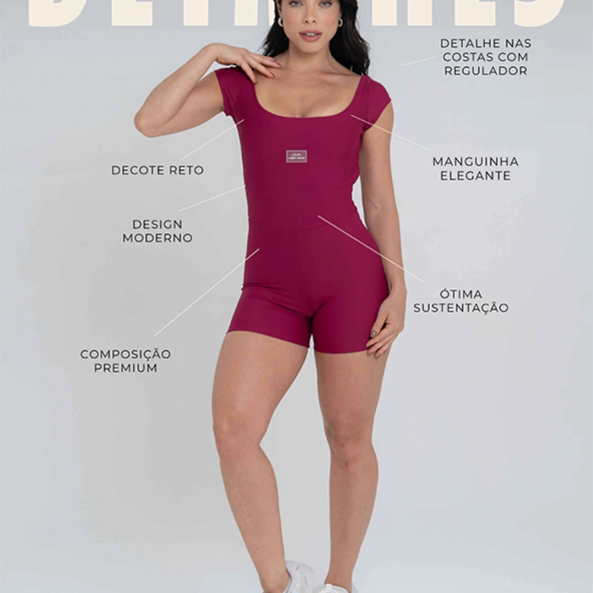 Macaquinho Fitness Wave Rouge compressão