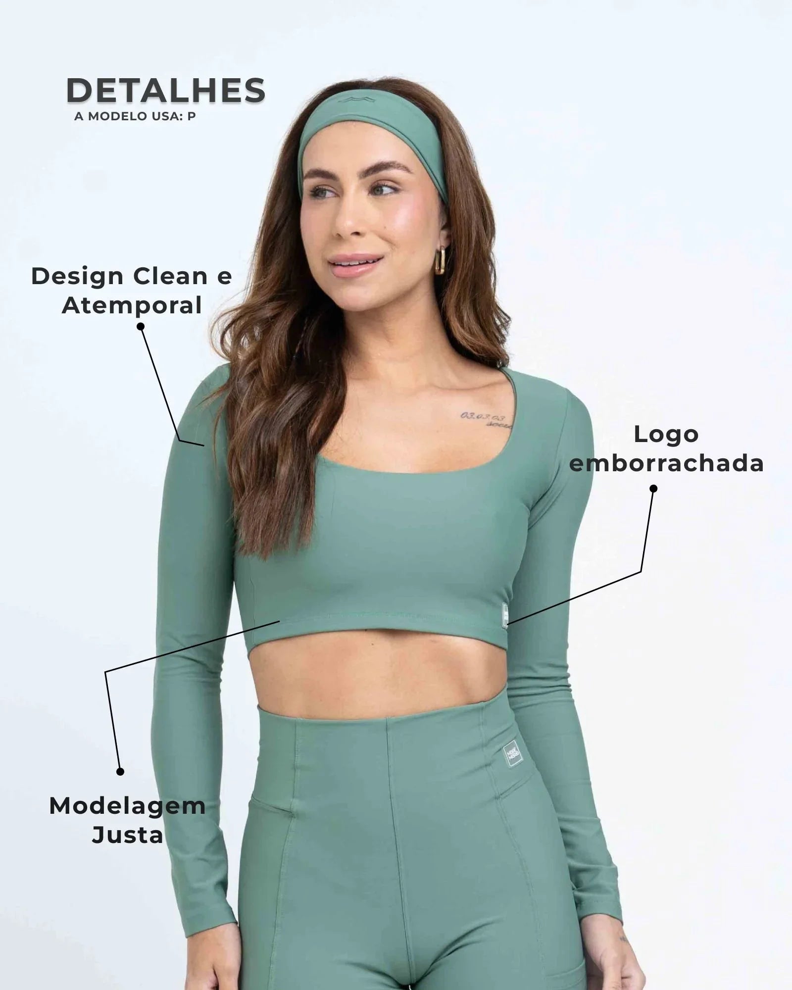 Top Fitness Classic Manga Longa Verde Eucalipto