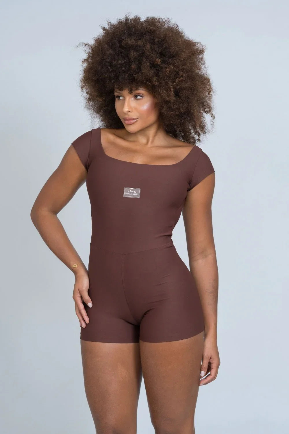 Macaquinho Fitness Wave Chocolate Dark compressão