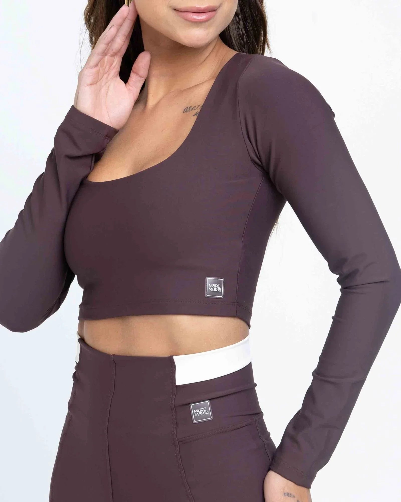 Top Fitness Classic Manga Longa Marrom Ébano