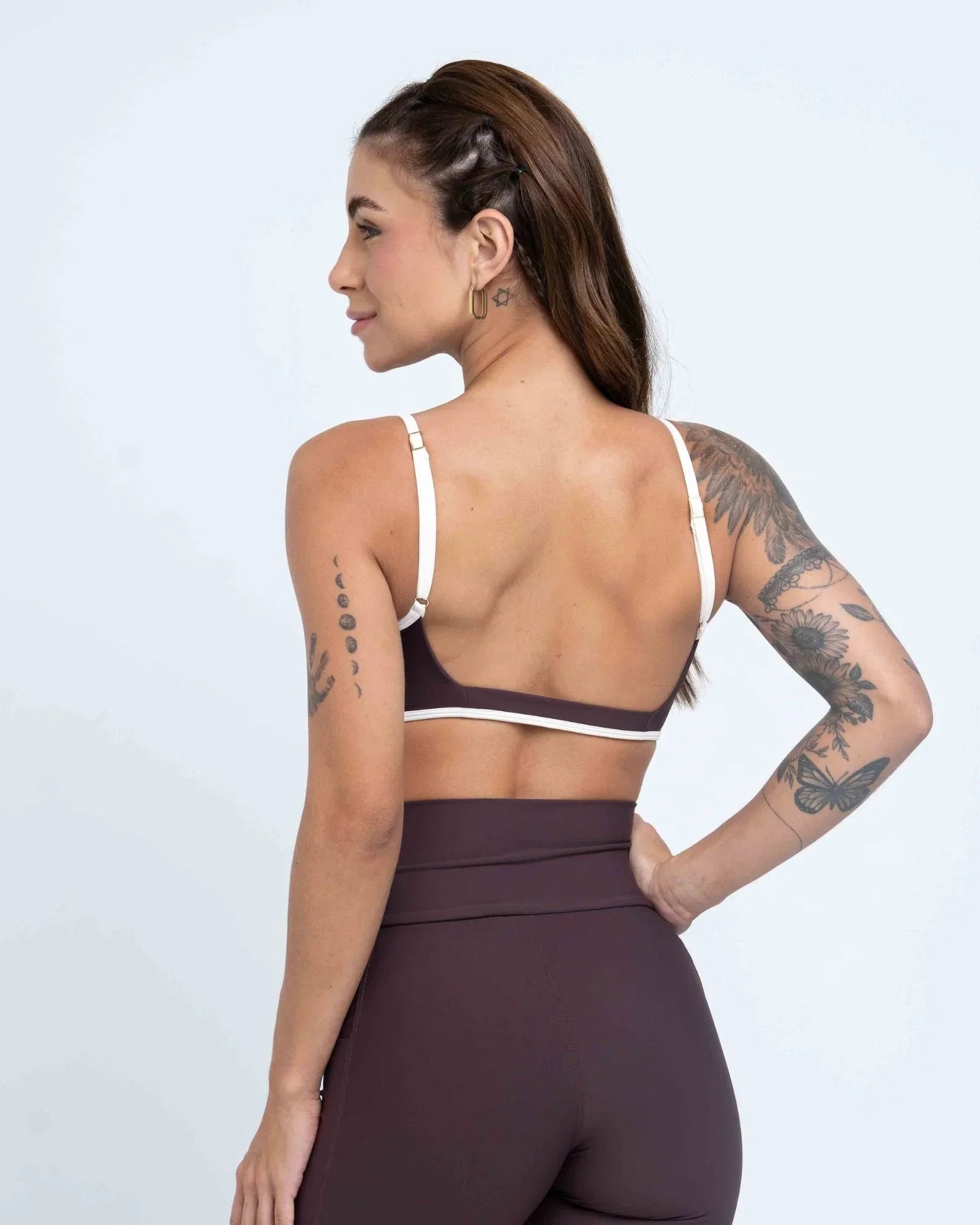 Top Fitness Fresh Duo Marrom Ébano com Off White