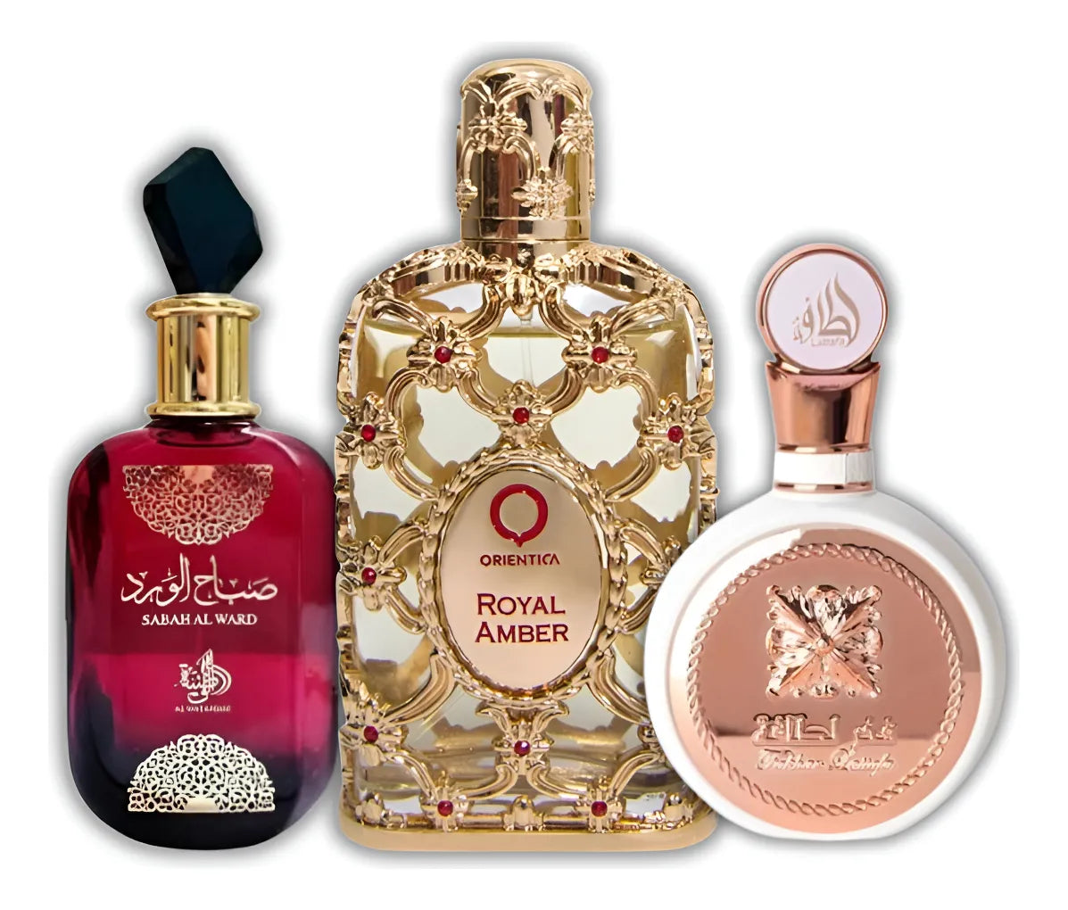 Kit 3 Perfumes Árabes 100ml | Femininos| Originais| Sabah, Fakhar Rose ,Royal Amber