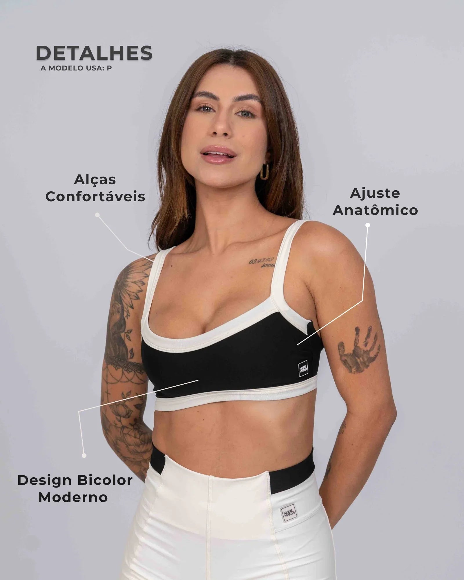 Top Fitness Flow Duo Super Black com Off White