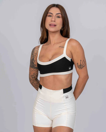 Top Fitness Flow Duo Super Black com Off White