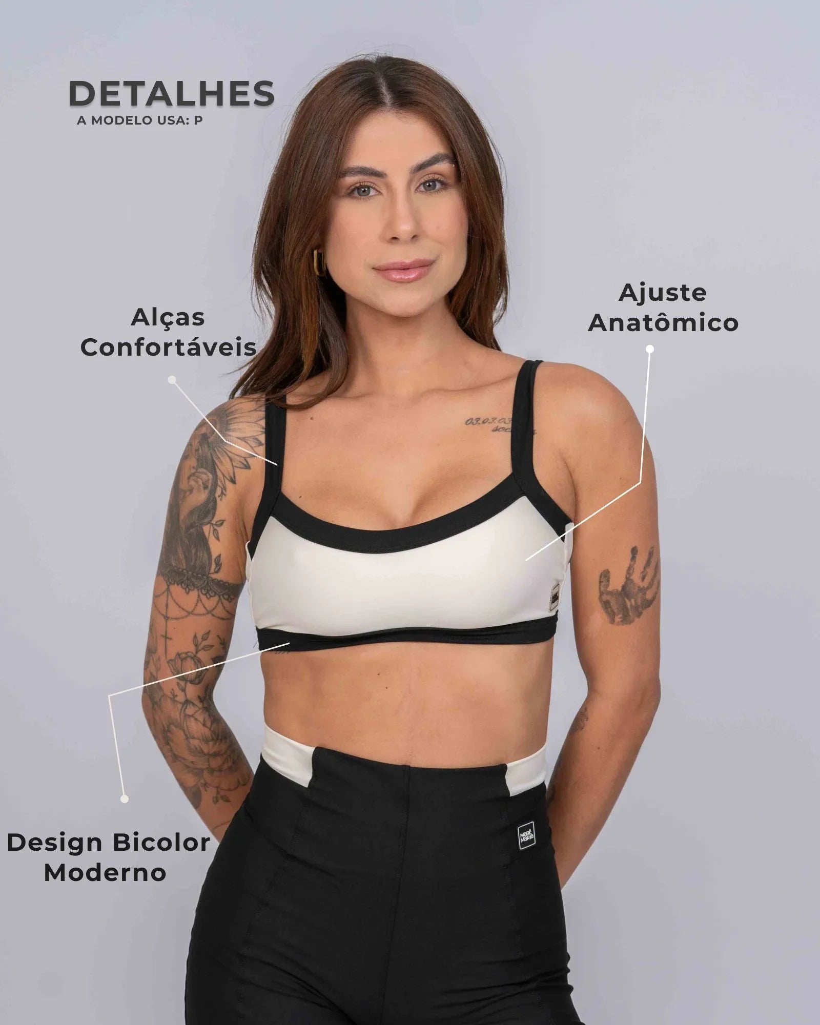 Top Fitness Flow Duo Off White com Super Black