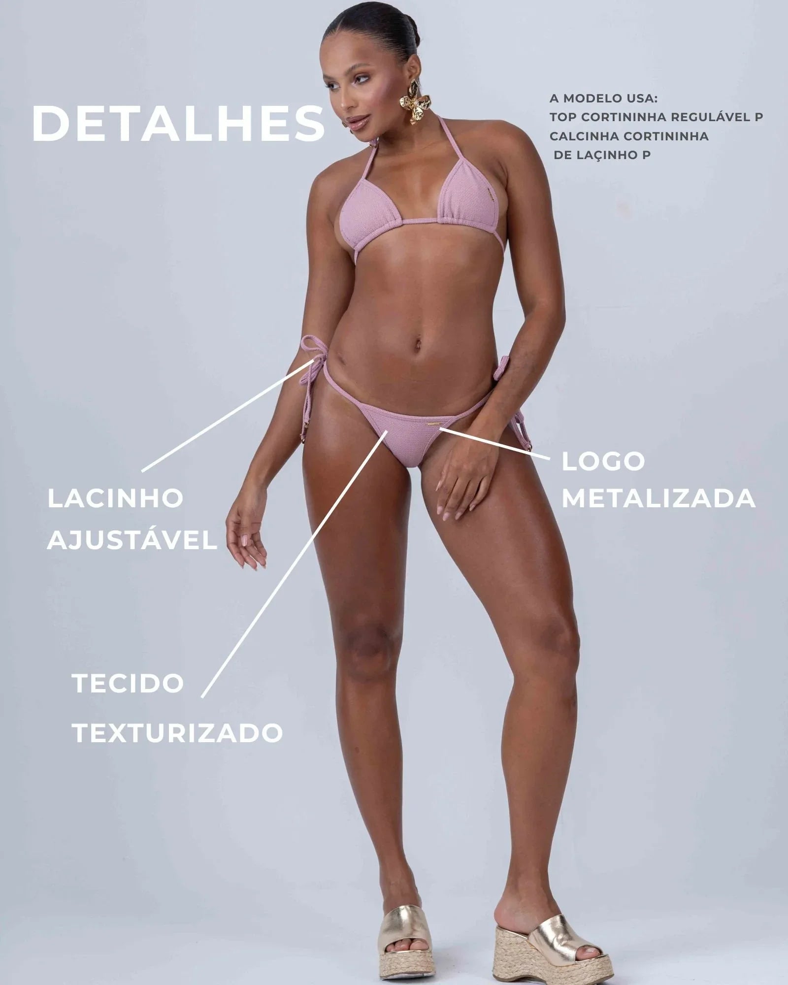 Calcinha Cortininha de Lacinho Rosa Glam