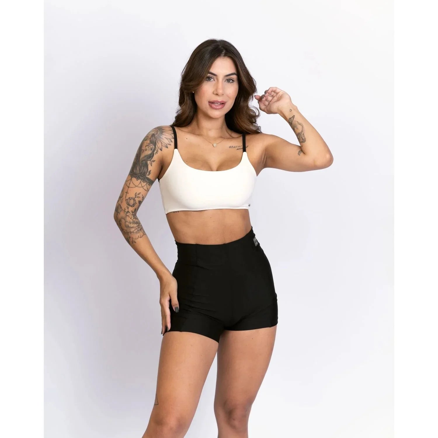 Top fitness Ternura Off White com alça Super Black