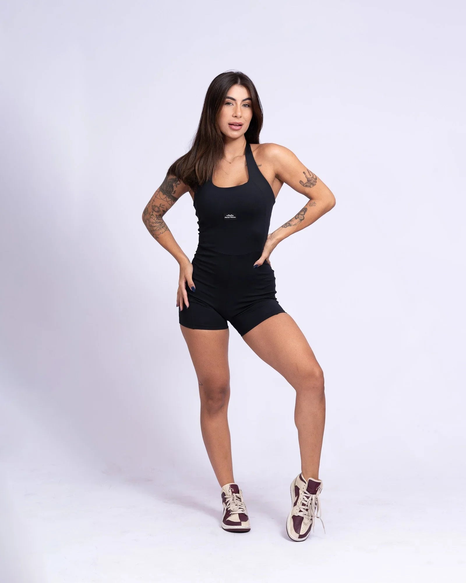 Macaquinho Fitness Native Preto Frente Única com compressão