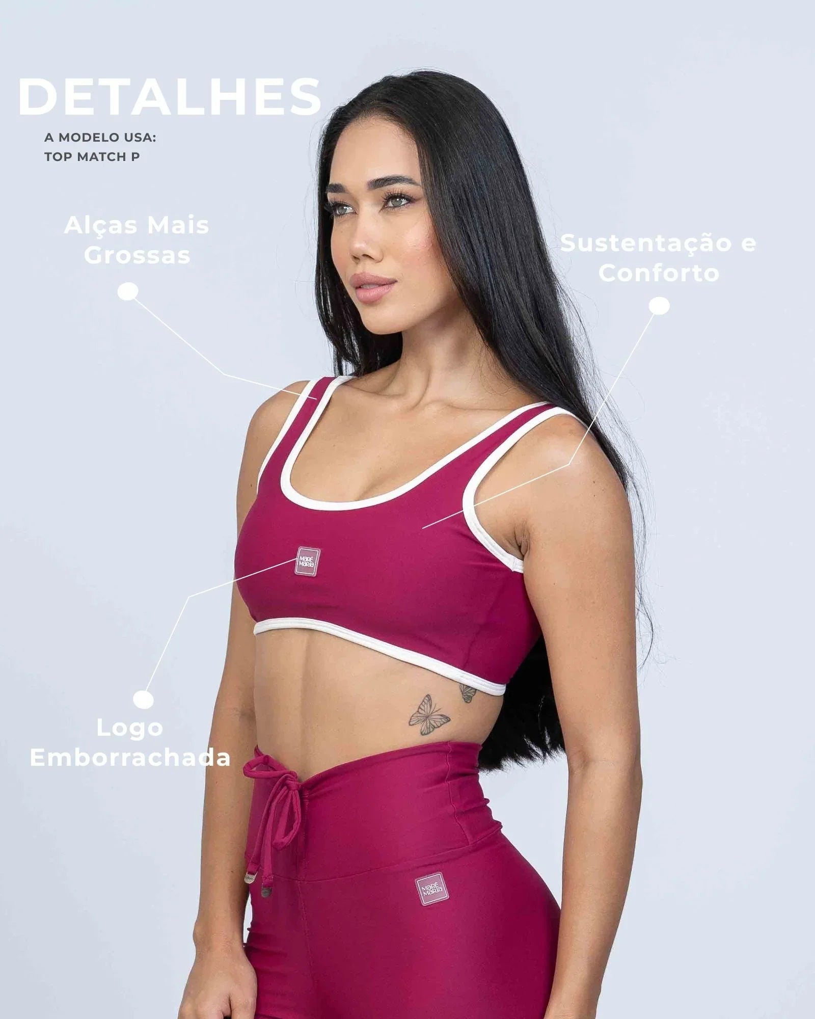 Top Basic Rouge com Viés Off White compressão