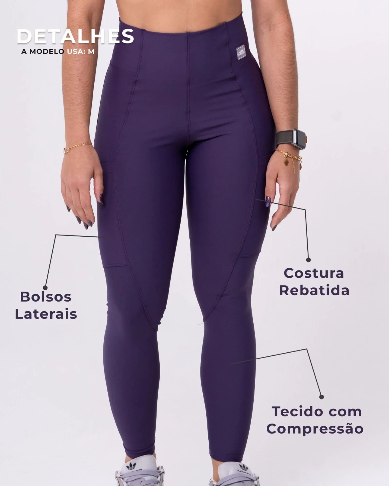 Calça Classic Violeta Compressão com bolso
