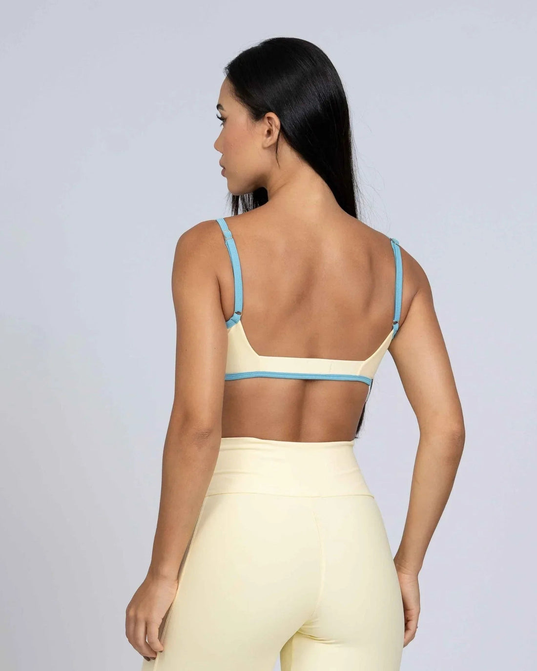 Top Fitness Fresh Duo Amarelo Brisa com Azul céu