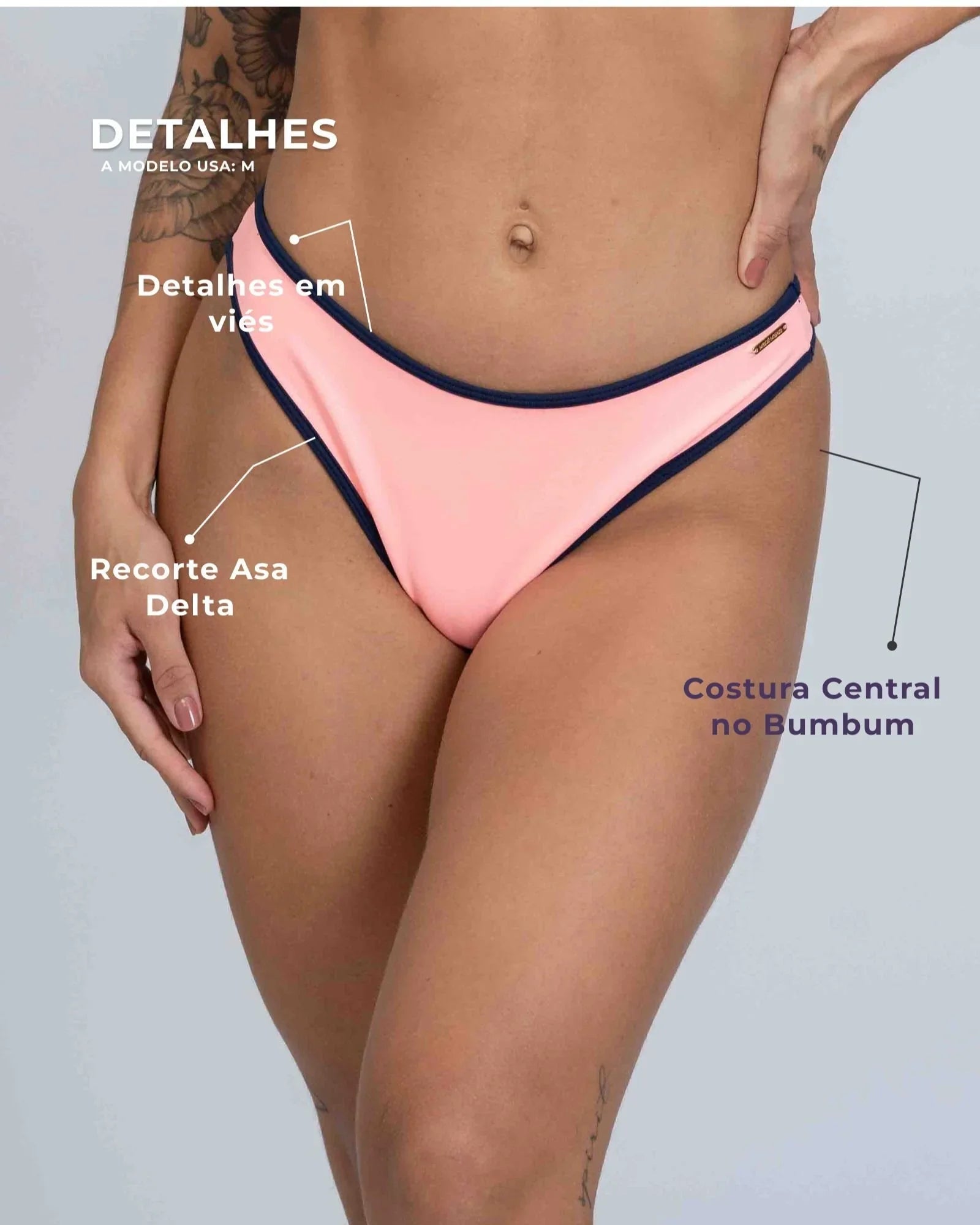 Calcinha Asa Delta Duo Coral com Azul Marinho