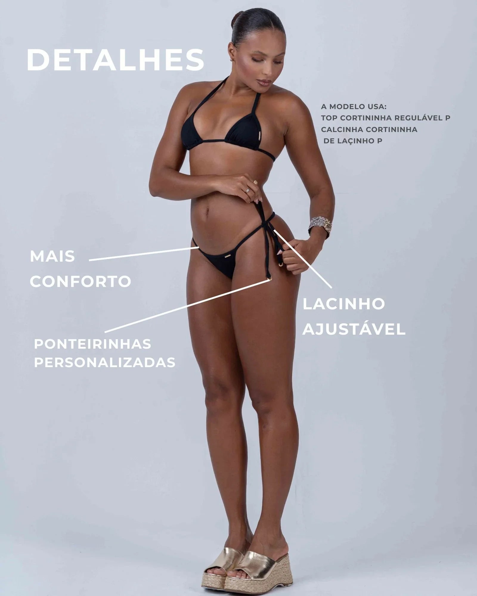 Calcinha Cortininha de Lacinho Preto