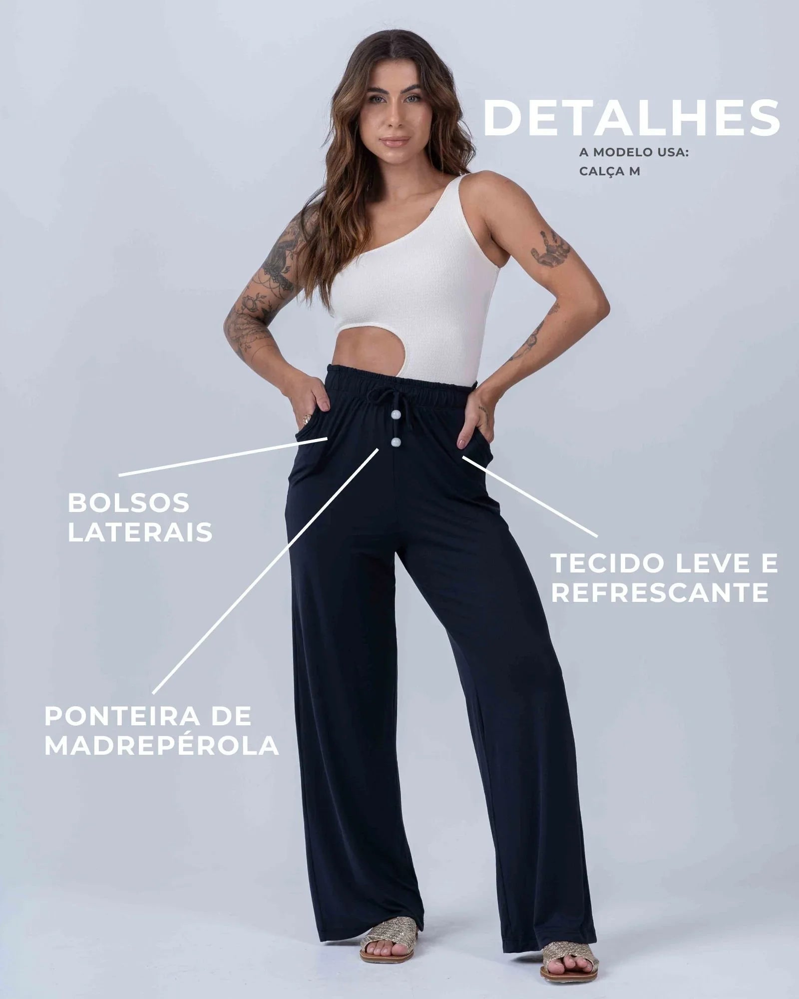 Calça pantalona beach preta