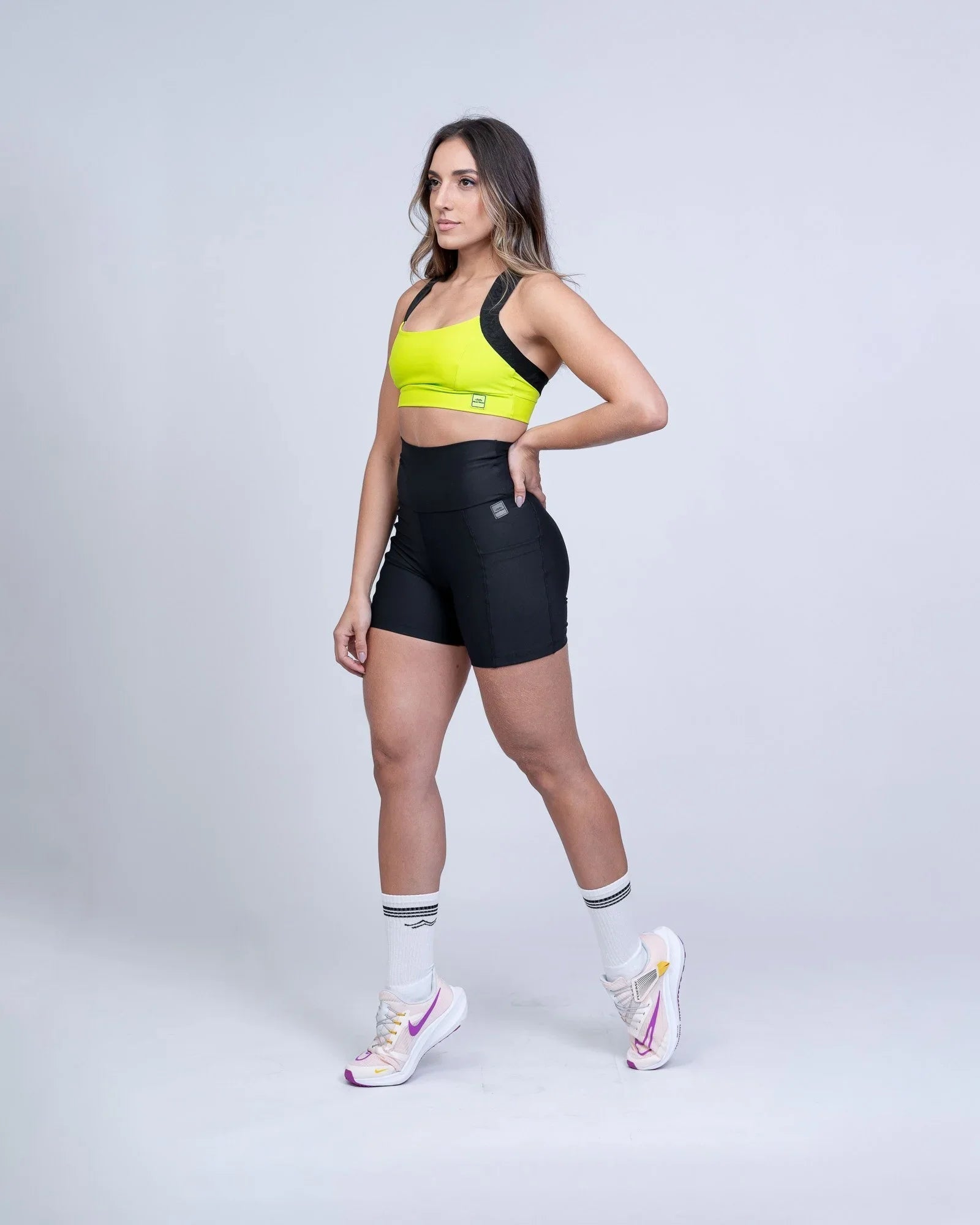 Top fitness Corrida Verde Citrine com compressão