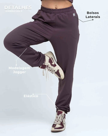 Calça Street Moletinho Jogger Marrom Ébano