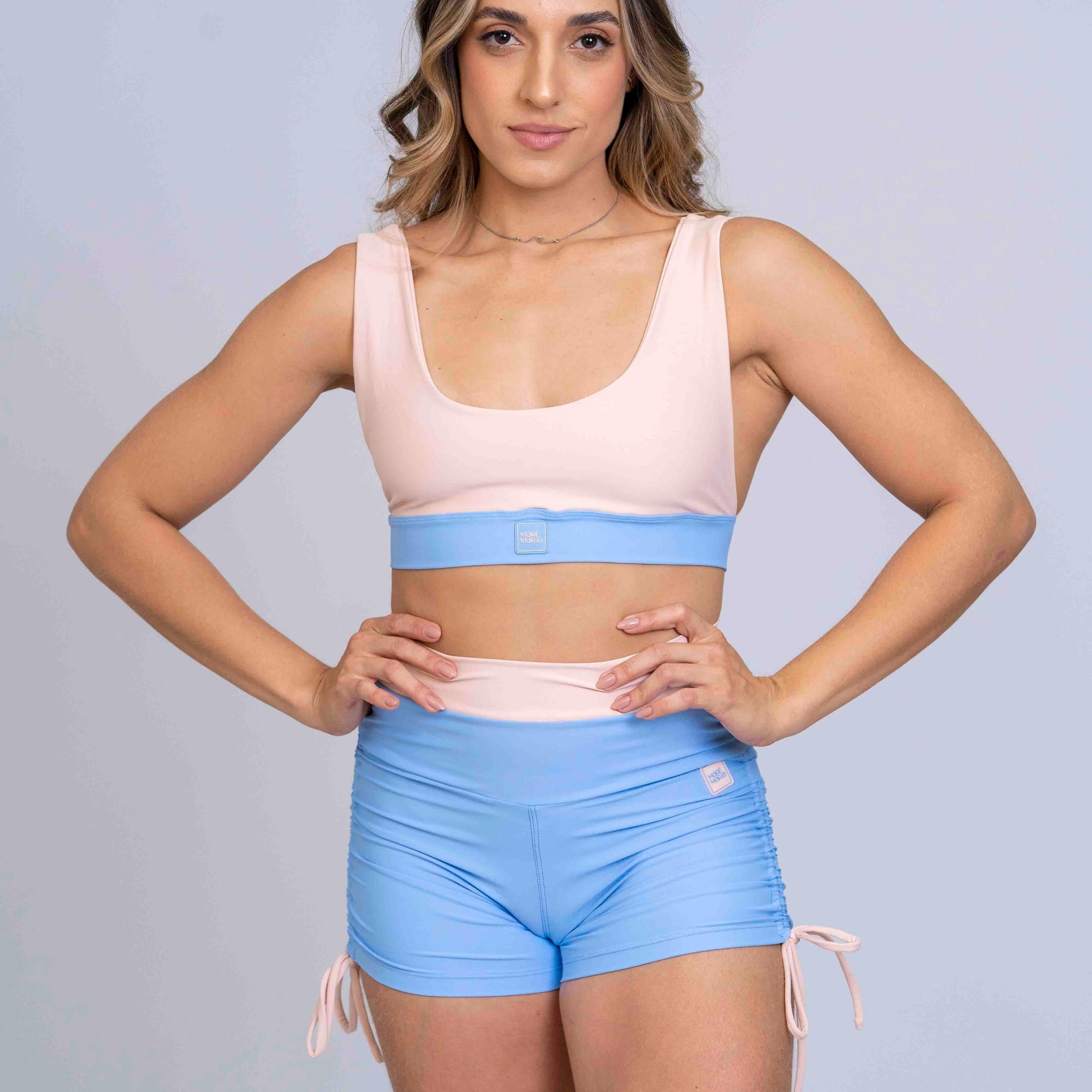 Top Fitness Street Rosa Lily com pala Azul Serenity