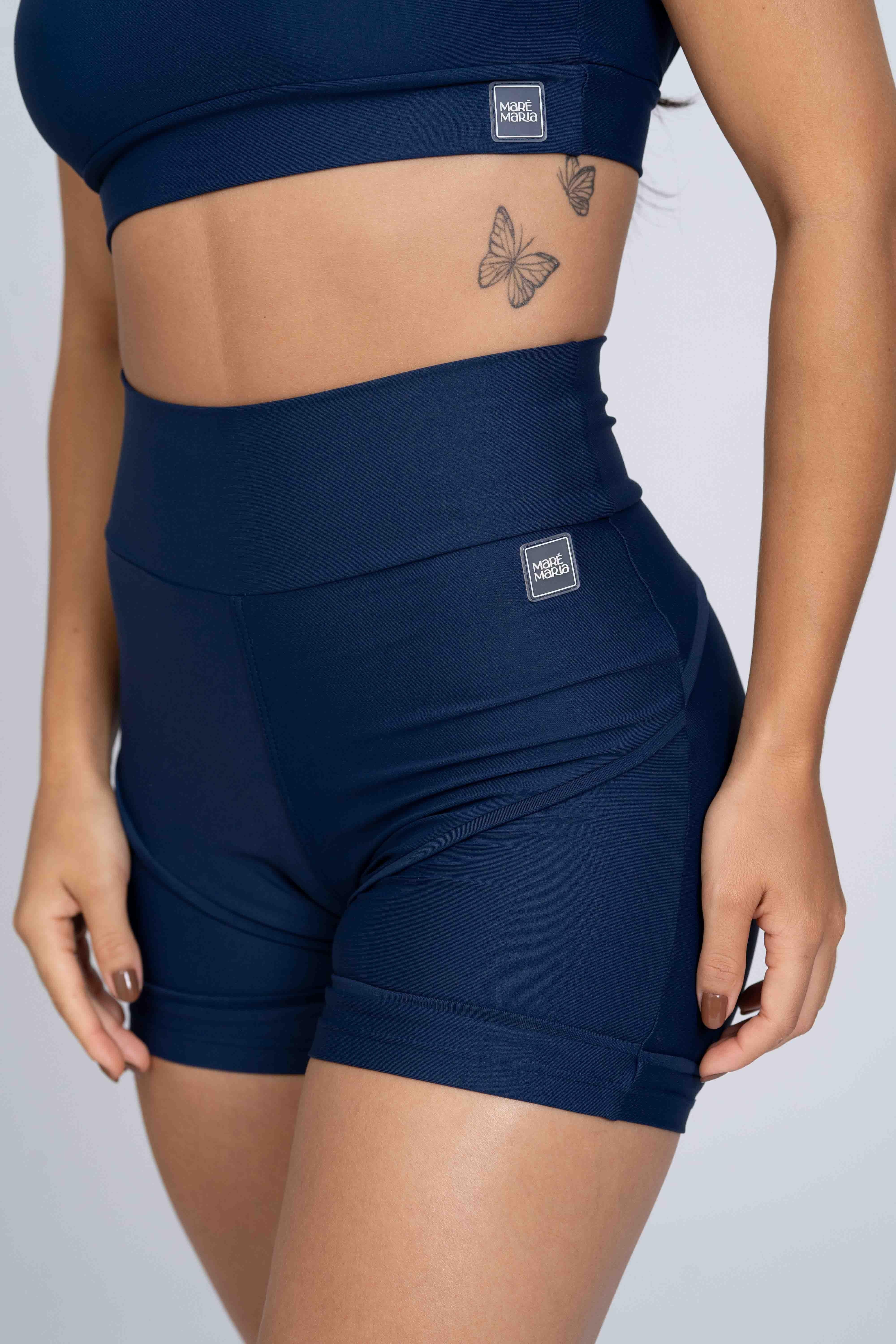 Short Fitness Curve Azul Marinho sem empina bumbum