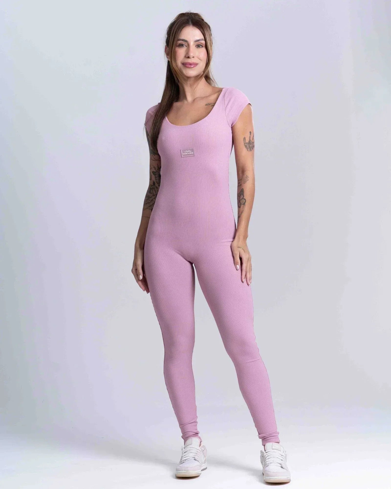 Macacão Wave Canelado sem costura frontal