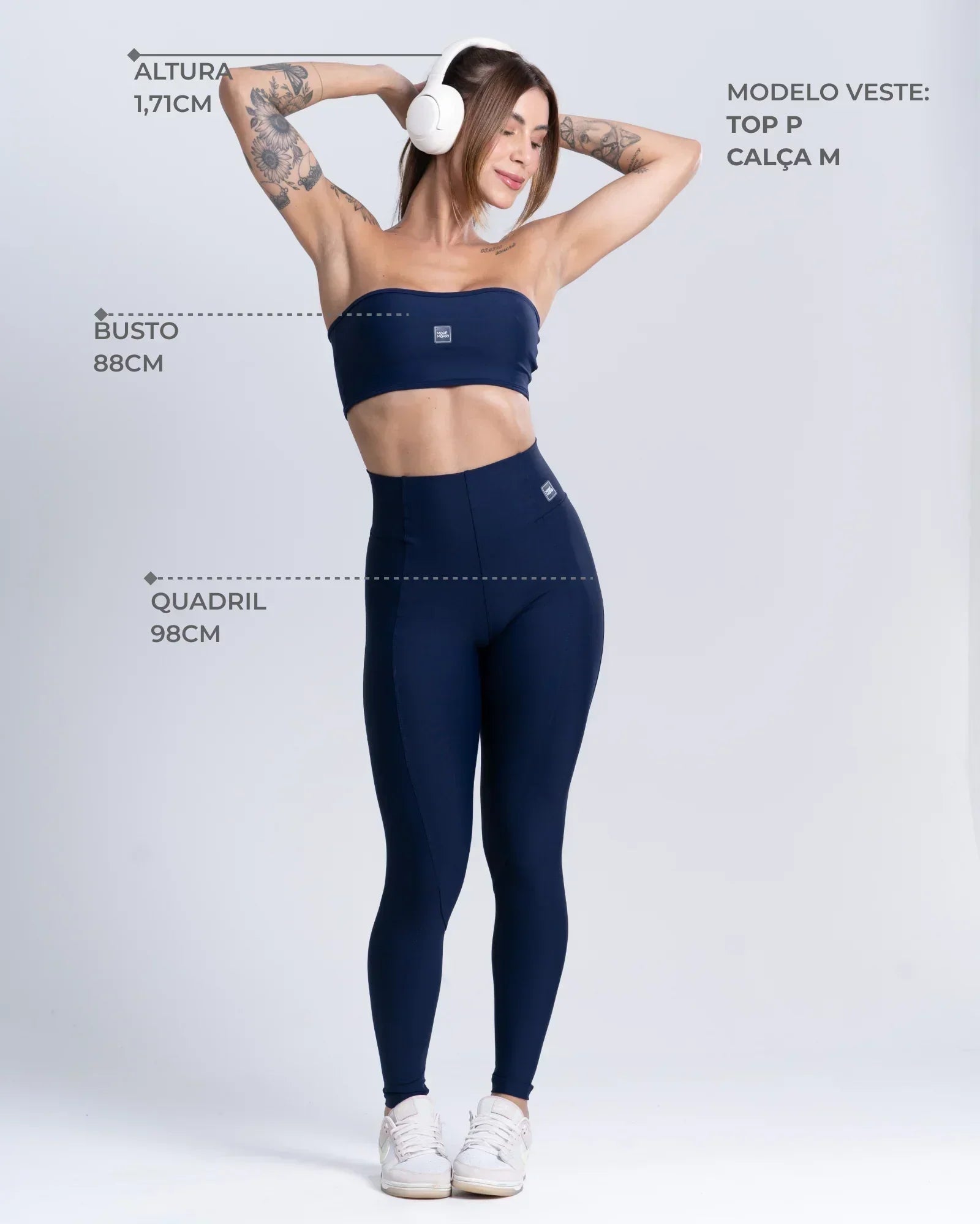 Calça Legging Classic Azul Dark compressão sem empina bumbum