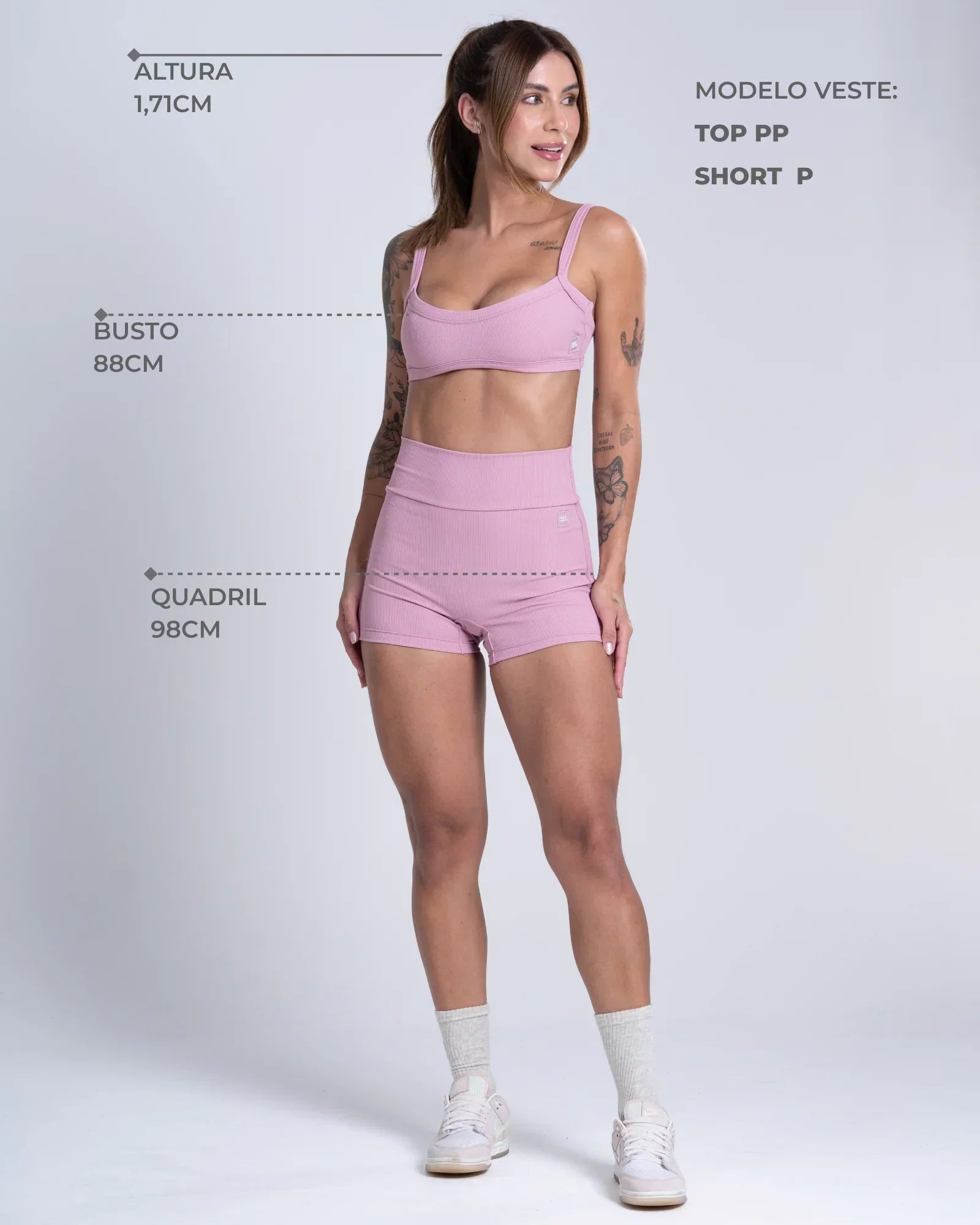 Short Fitness Confort Canelado sem costura frontal