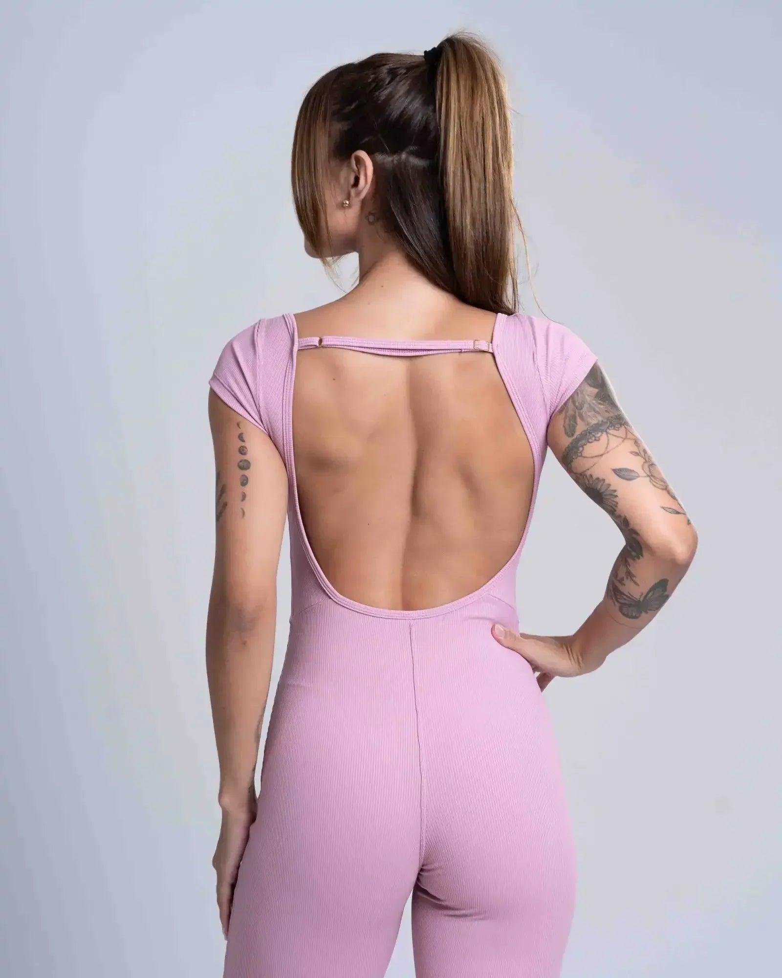 Macacão Wave Canelado sem costura frontal