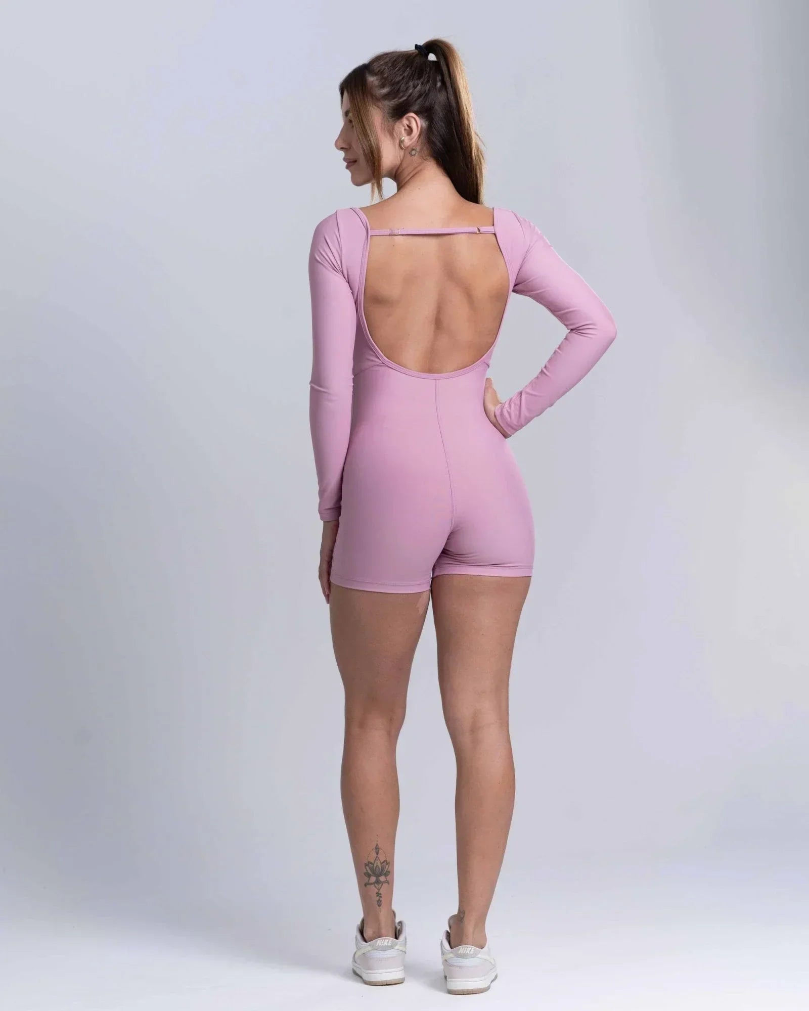 Macaquinho Confort Manga Longa sem costura frontal